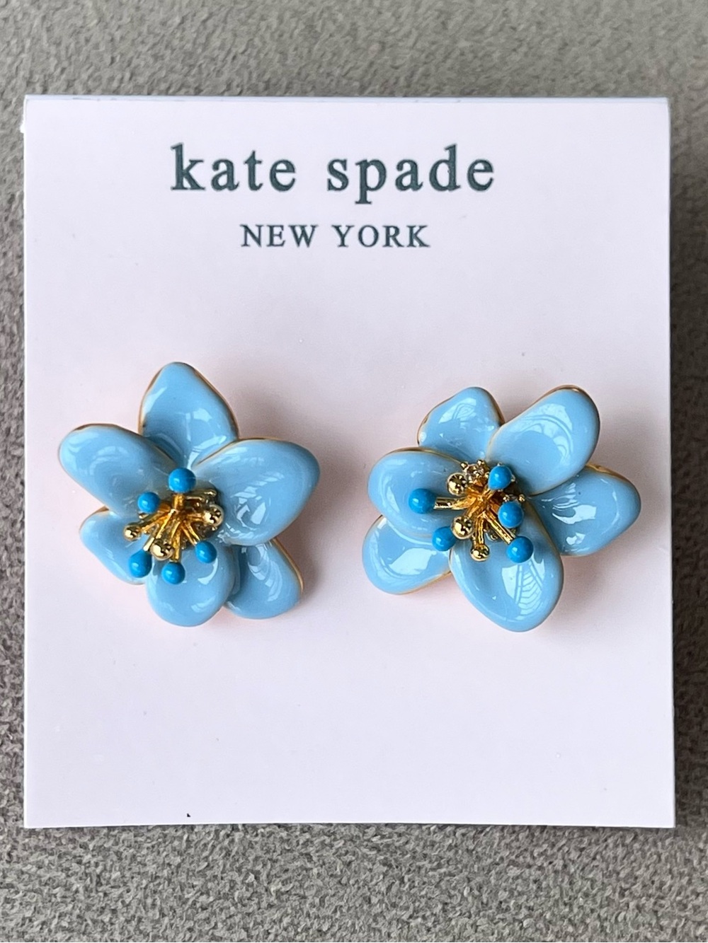 Kate Spade Light Blue Enamel Flower Stud Earrings